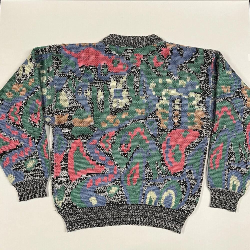 Vintage Heet Sportswear Thick Sweater Geometric Abstract Sweatshirt Sz M - Picture 7 of 10